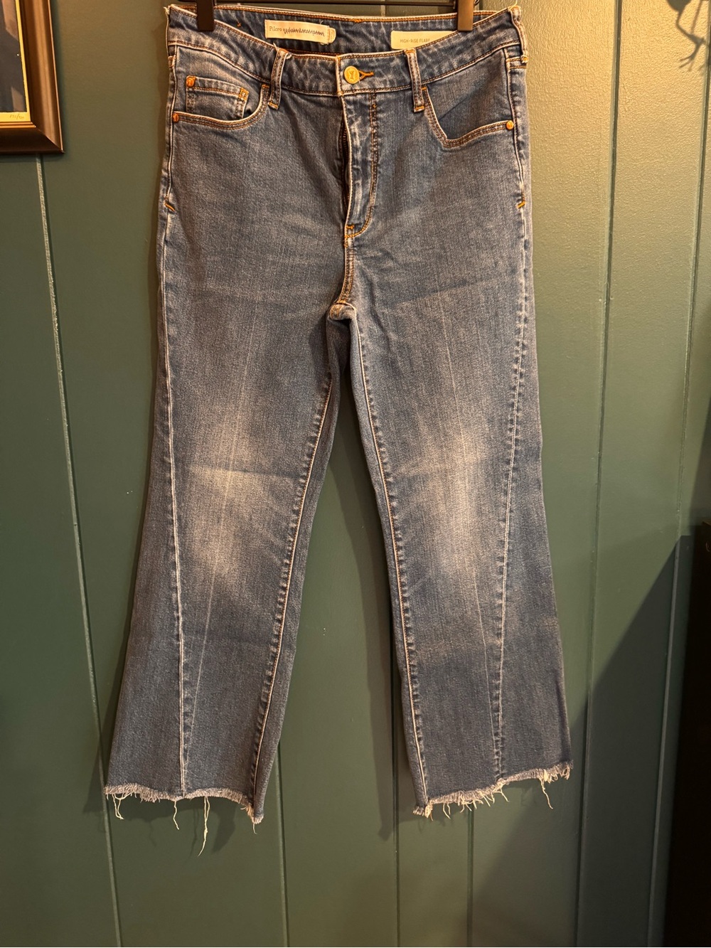 Anthropologie Pilcro HighRise Flare cropped ankle jeans size 29